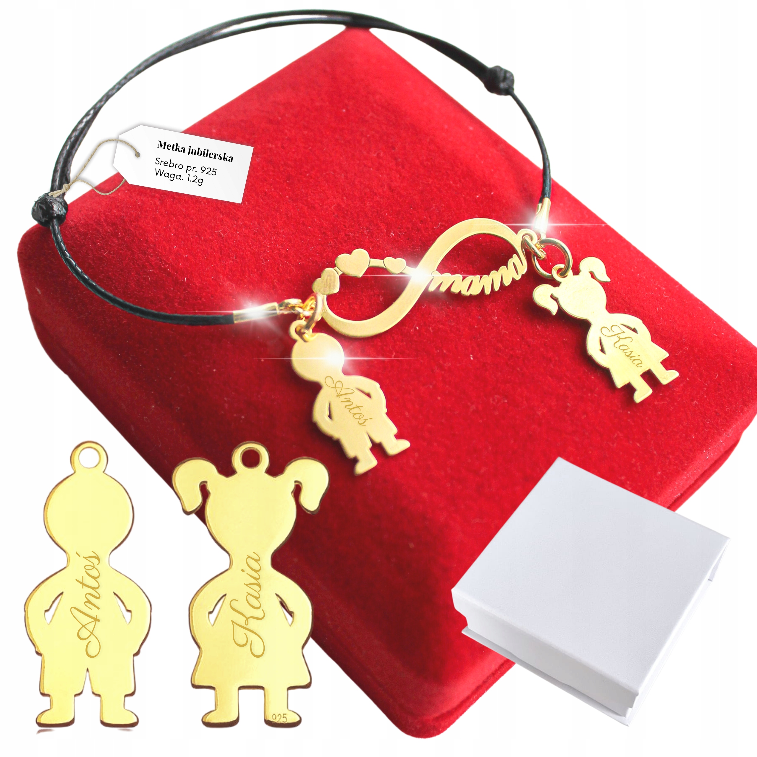 

Złota Bransoletka 925 Grawer dla Mamy Dzieci Córka