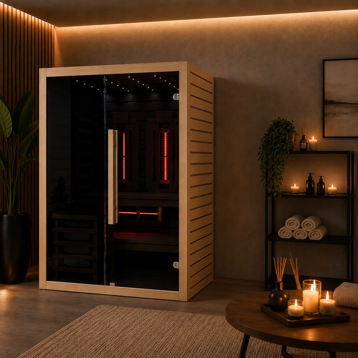 Hibridinė 2 viename suomiška ir infraraudonųjų spindulių sauna, 3 asmenims, 130 x 125 x 200 cm, 4,6 kW, kasdieniam atsipalaidavimui nuotrauka 14