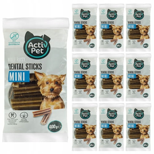 Levně Psí pamlsek pro malá plemena Dental Sticks Mini 10 x 400 g Activ Pet