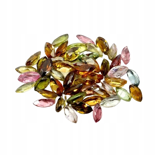 turmalíny různobarevné markýzy sada 45 ks ~4,8 mm x 2,5 mm