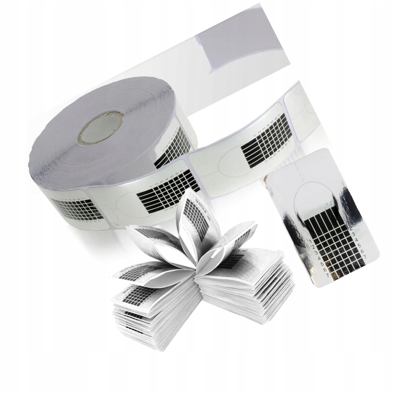 SZABLONY FORMY DO PAZNOKCI WĄSKIE SREBRNE 500 SZT