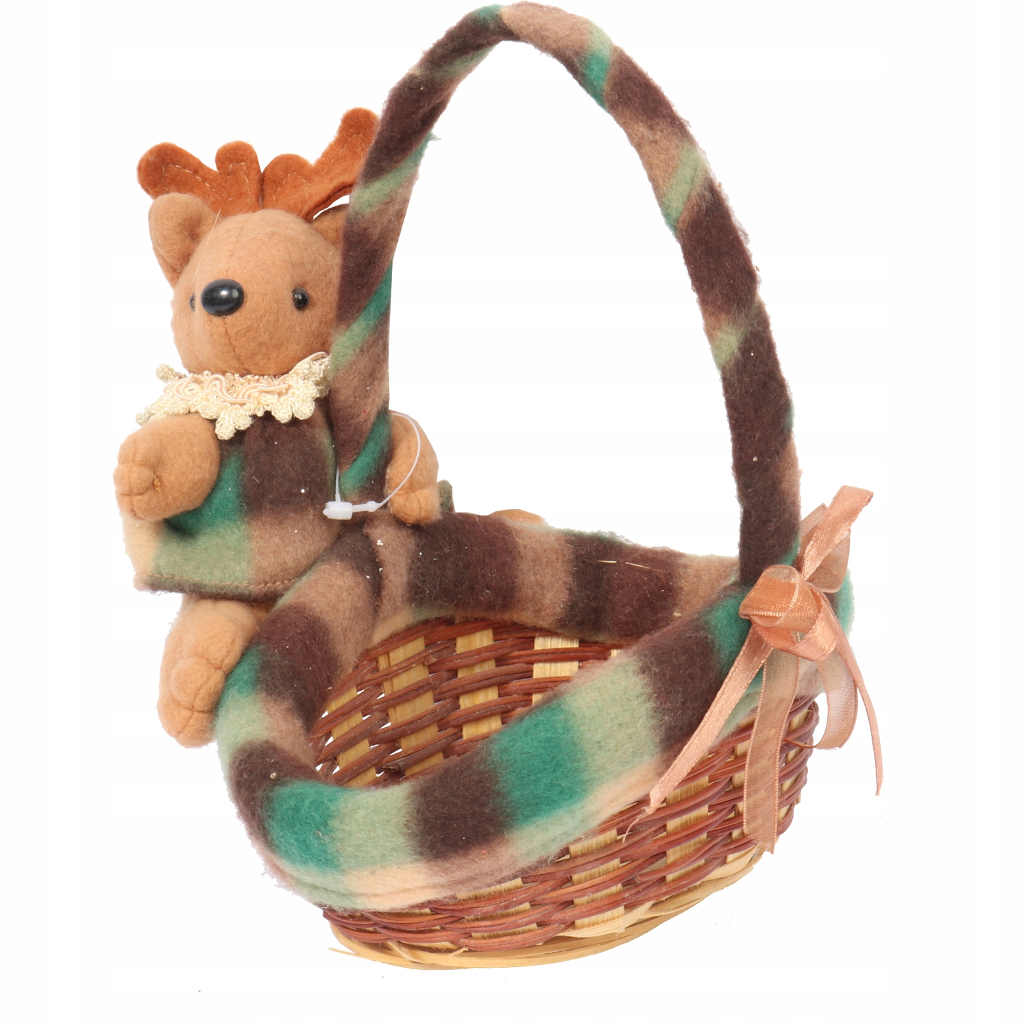KOSZYK ŚWIĄTECZNY Z RENIFEREM 20 CM