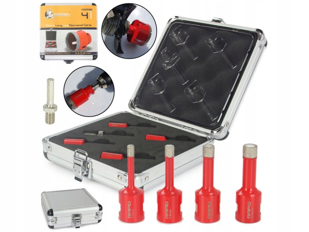 Korunkový vrták diamantový, sada 6ks, 6-12mm M22596