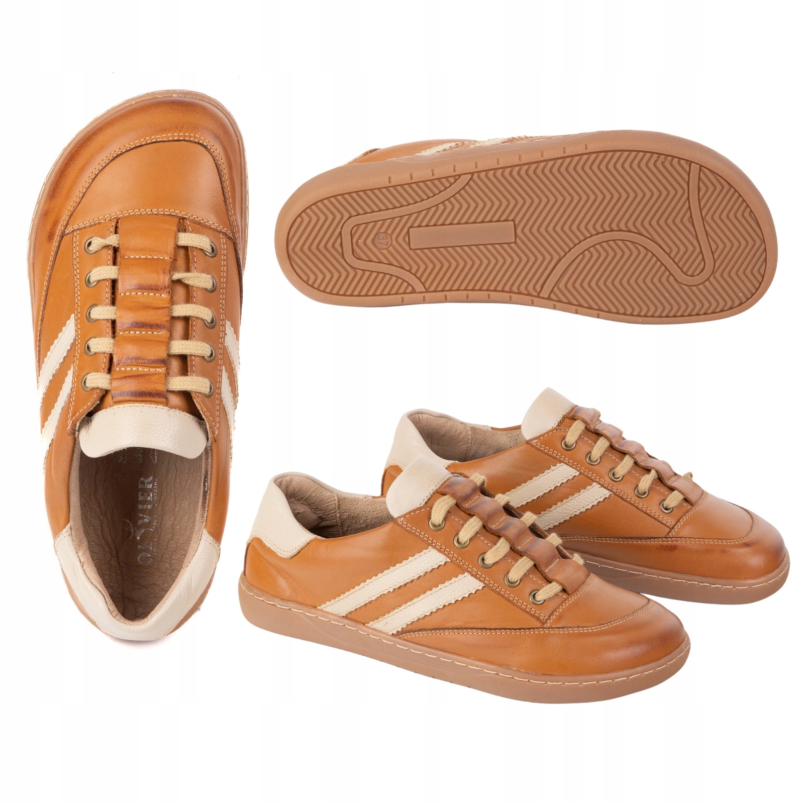 Buty damskie skórzane Barefoot minimalistyczne Kaia jasny brąz 39