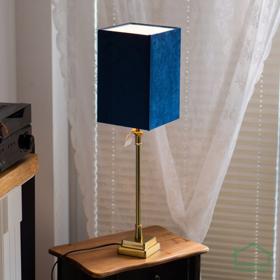 Abażur niebieski prostokąt welwet boho Materiał wykonania inny