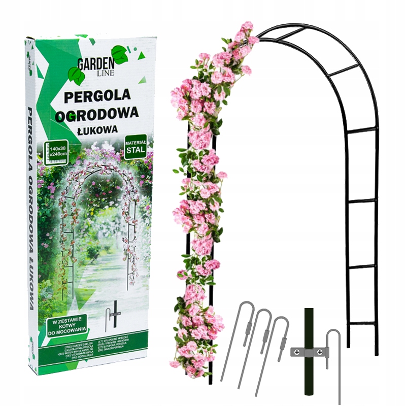 

Pergola ogrodowa na róże kwiaty 240cm metalowa łuk