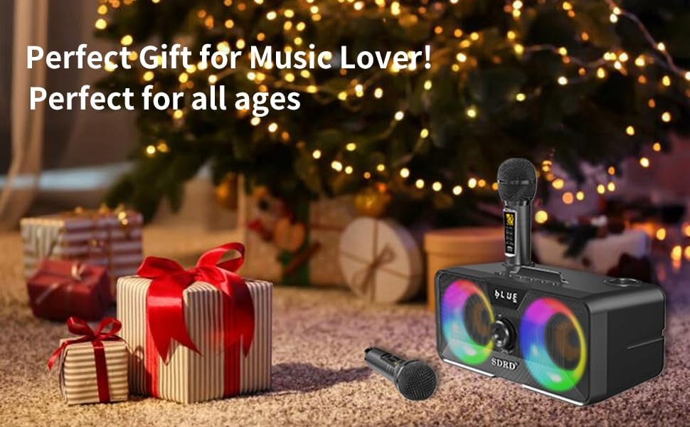 PRZENOŚNE KARAOKE MASZYNA Z GŁOŚNIKIEM BLUETOOTH I 2 MIKROFONAMI — miniatura 9