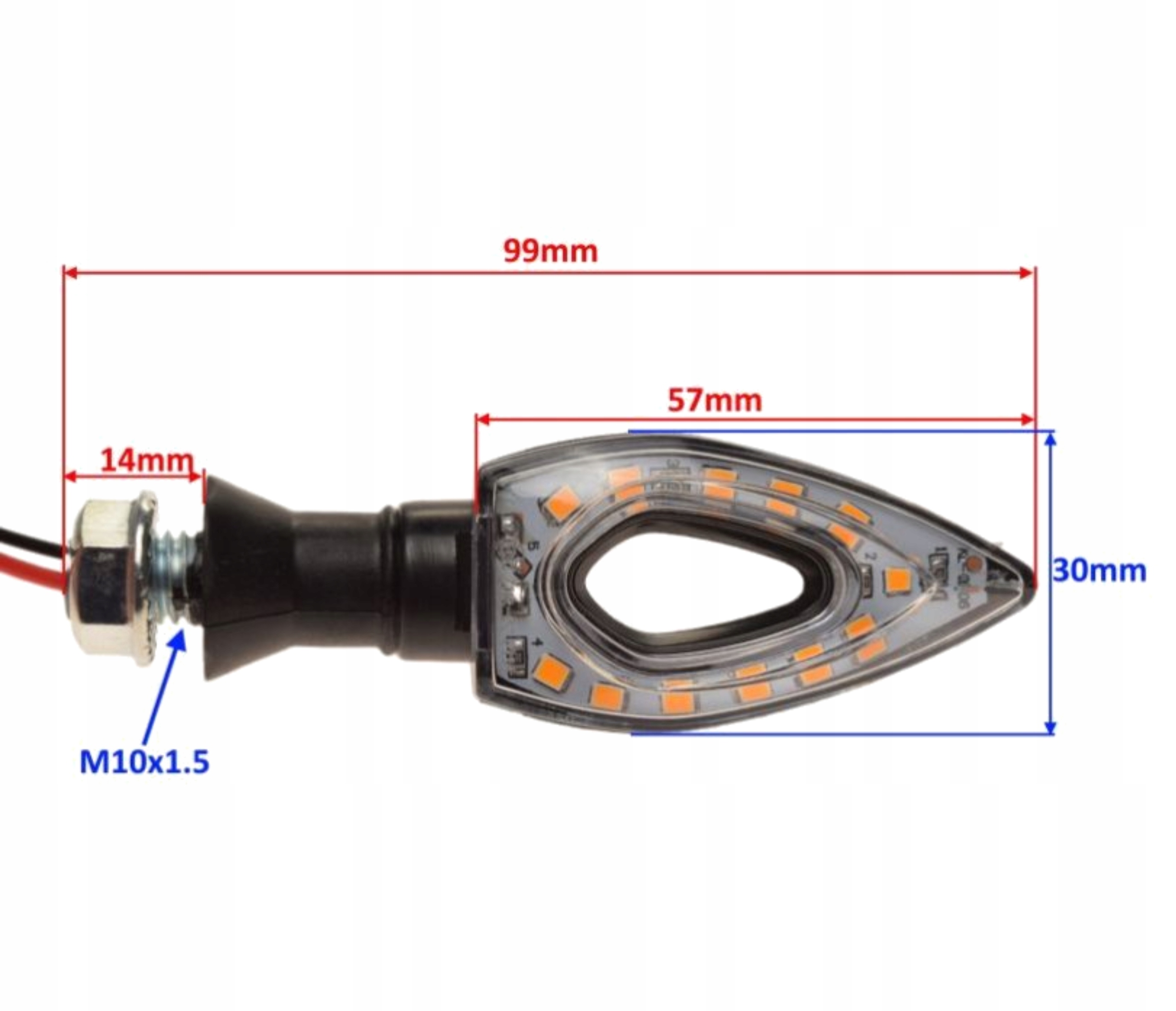 2x Kierunkowskazy LED Łezki Z Otworem Homologacja Numer katalogowy części W2205169