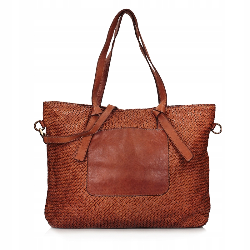 Červená kabelka z přírodní kůže Vintage Shopper Prostorná A4 Toscanio G31