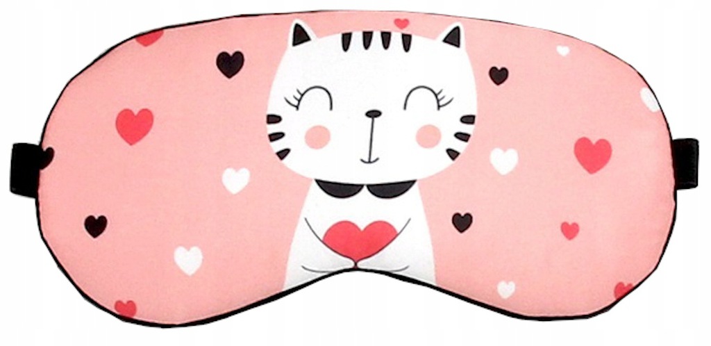 OPASKA NA OCZY DO SPANIA MASKA SATYNA KOTEK SERCE