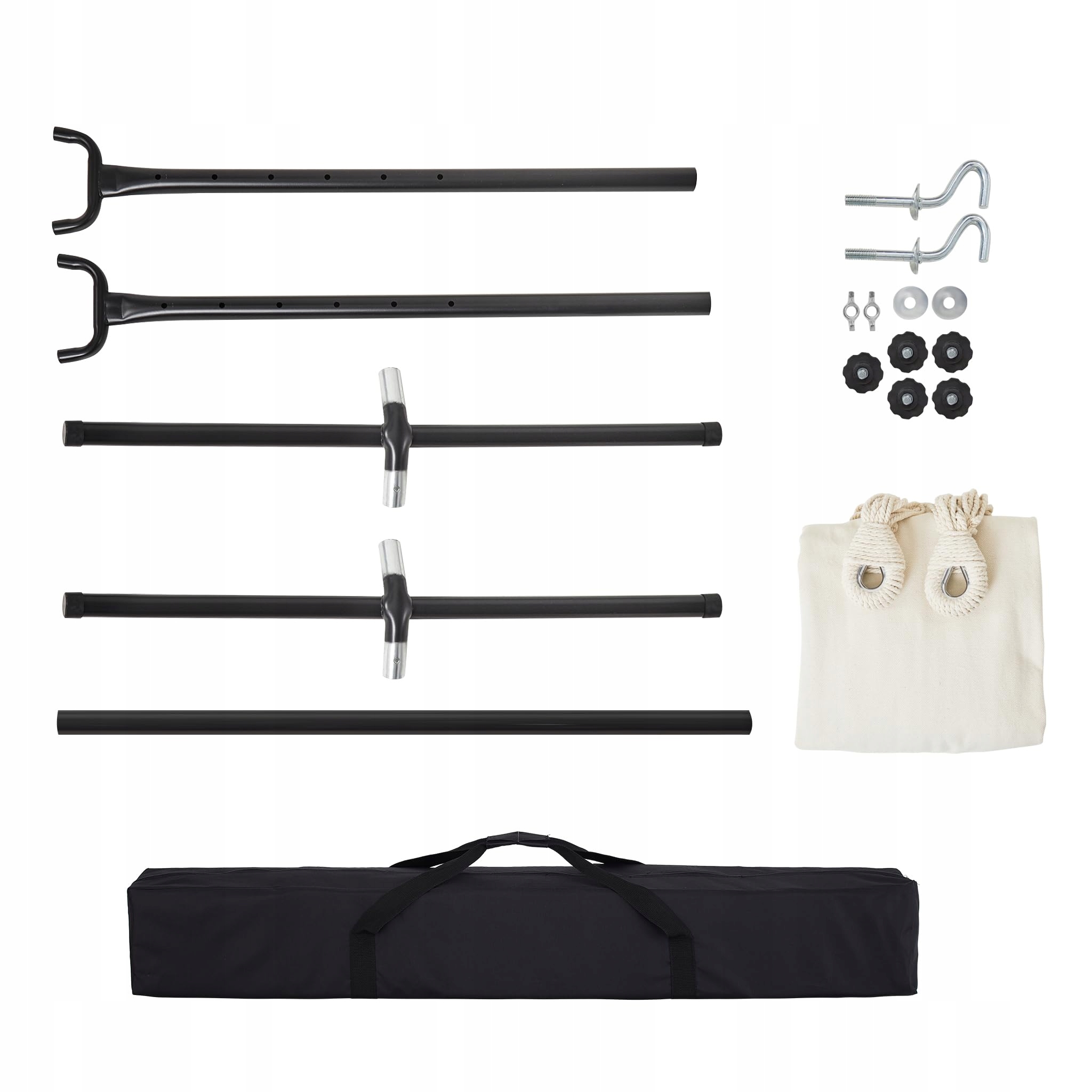 MONDEER Podwójny Hamak Z Bawełny Zestaw Z Stelażem Do 200kg Beżowy — miniatura 7