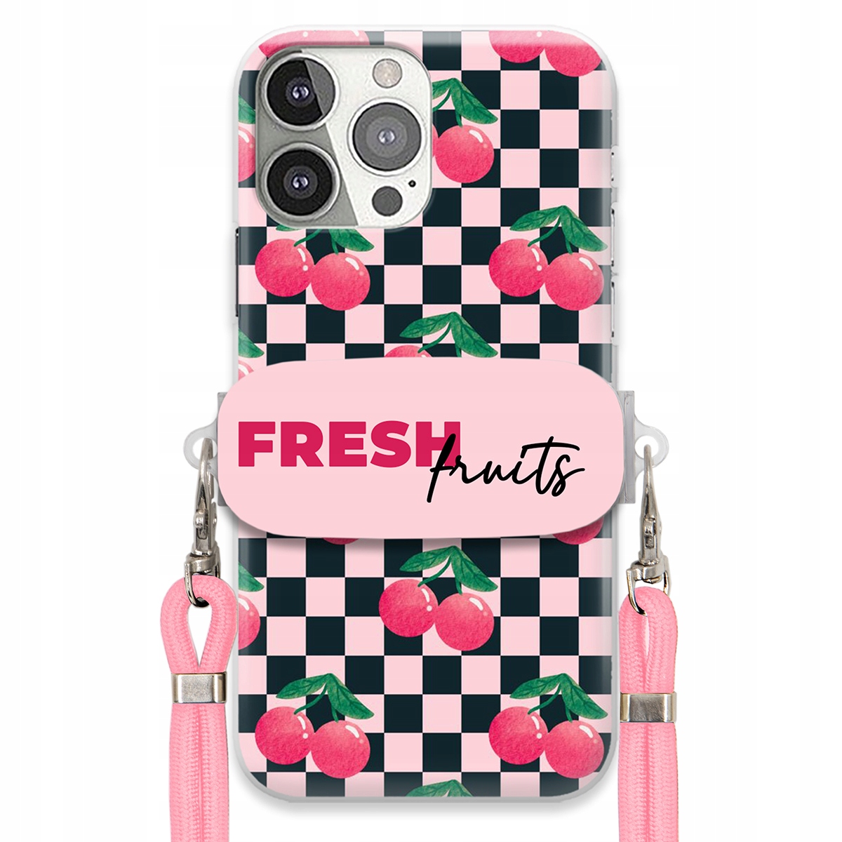 Puzdro pre iPHONE 13 Pro Ružové vodítko funkčný držiak Fresh Fruits Módne