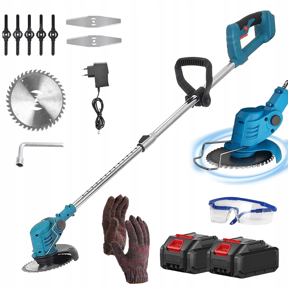 Kosiarka Ręczna 21V Podkaszarka Akumulatorowa Z 3 Różnymi Ostrzami 2AKU