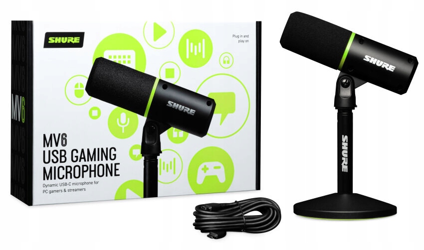 Shure MV6 Kardioidný Dynamický Mikrofón Usb-c Pre Hráčov A Pc Streamerov