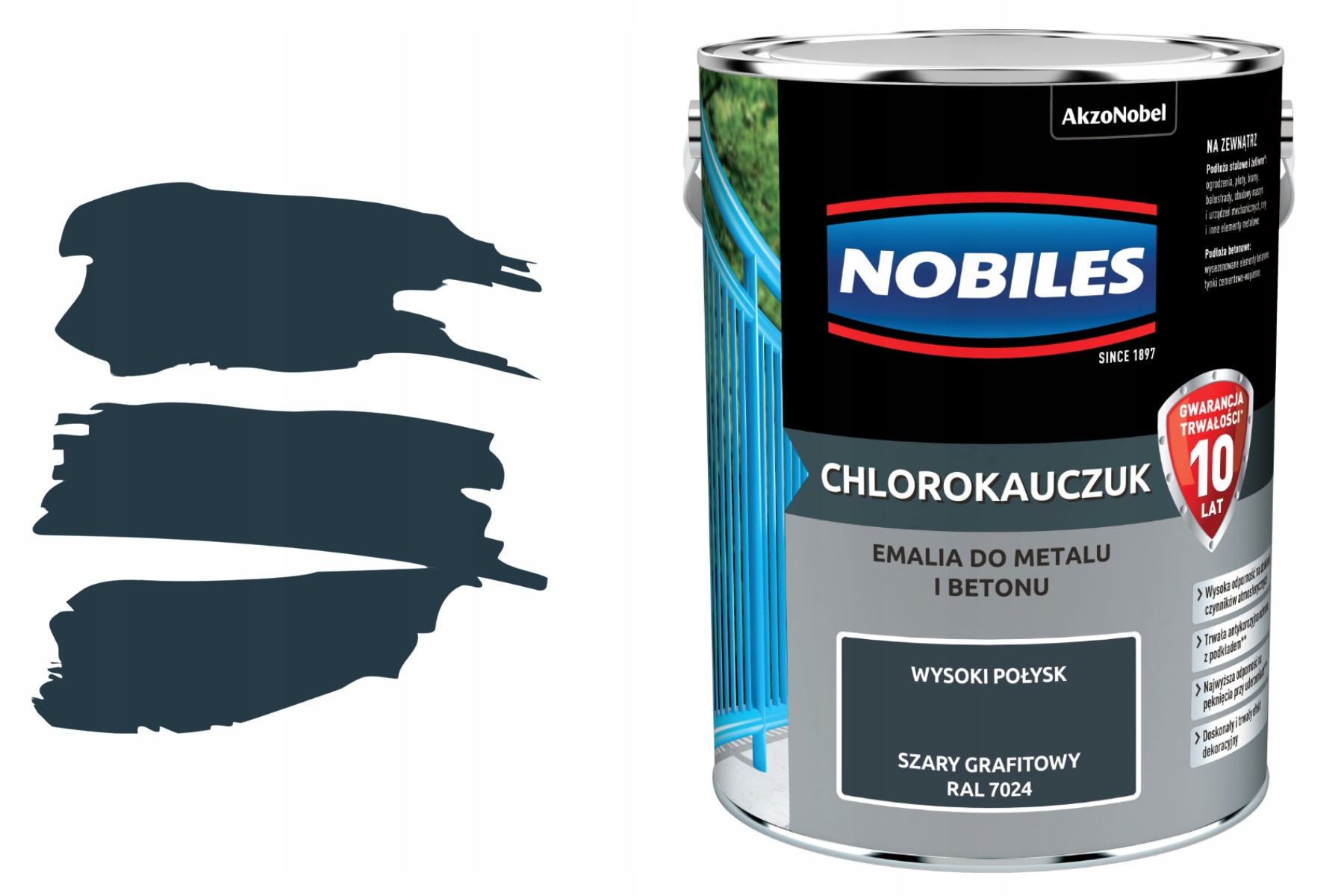 Barva na Kov Dřevo Šedá Graf Antikorozní na rez 5 L Chlorokaučuk