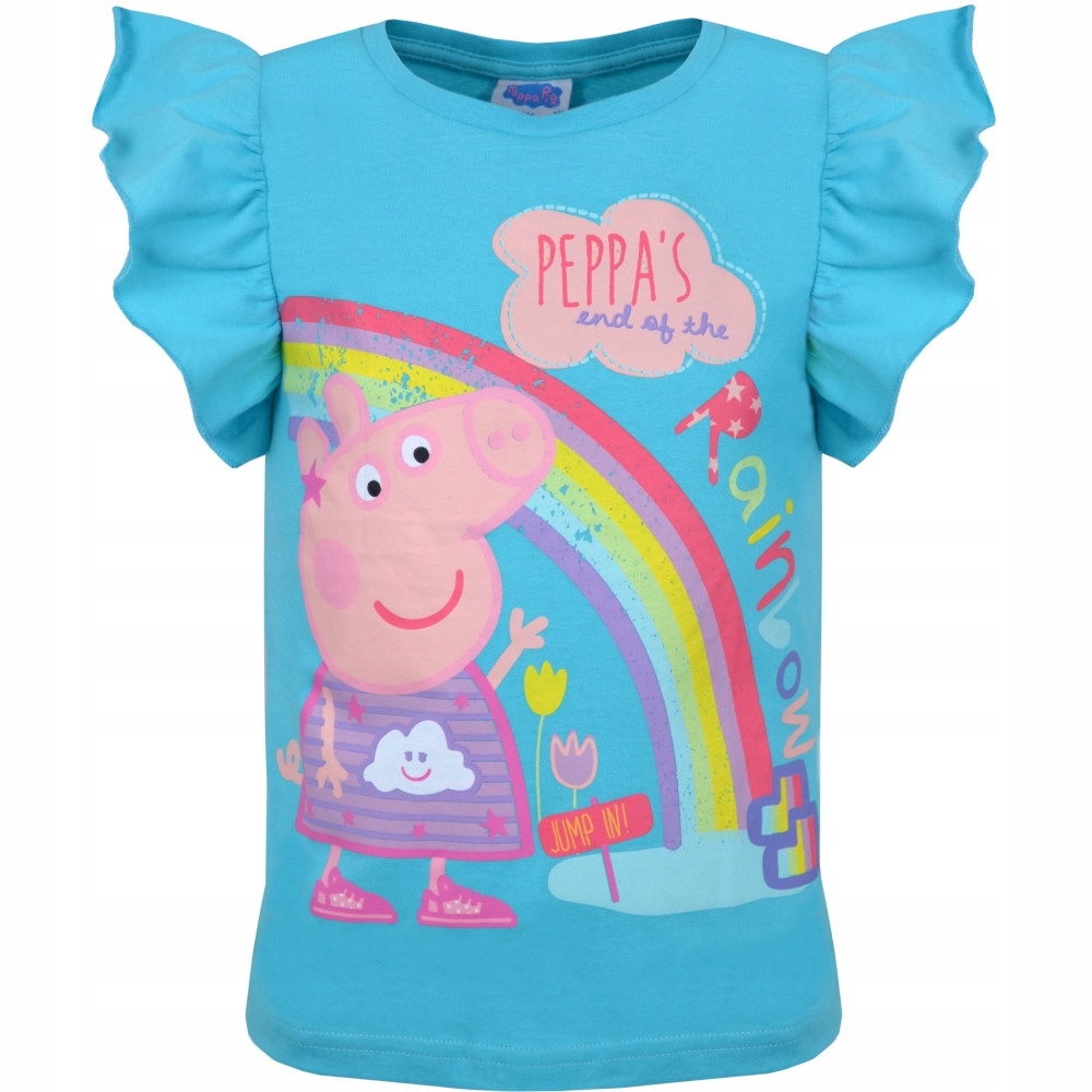 

T-shirt Świnka Peppa Tęcza niebieski 104