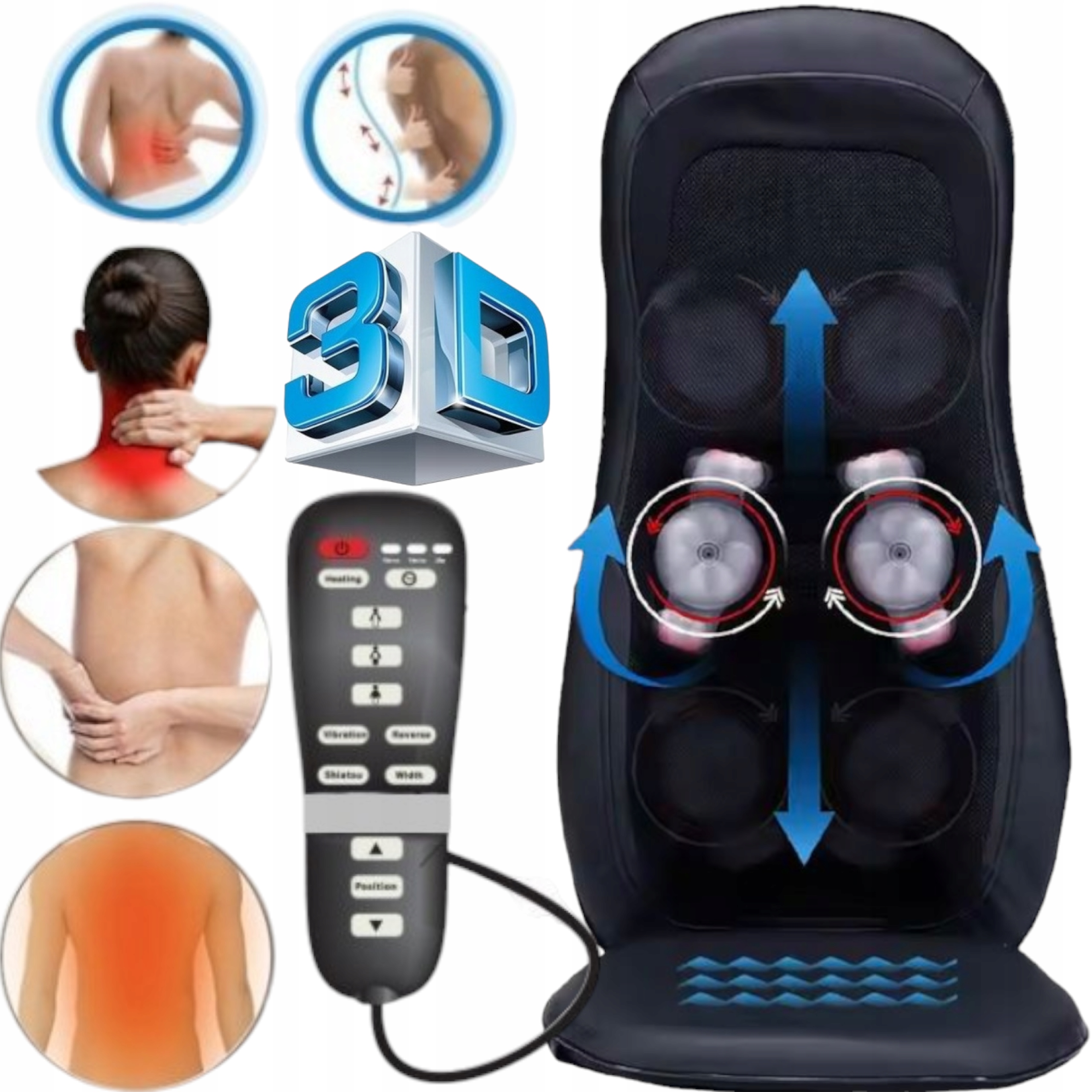 Mata masująca Shiatsu Masażer do ciała do masażu kręgosłupa pleców szyi 3D