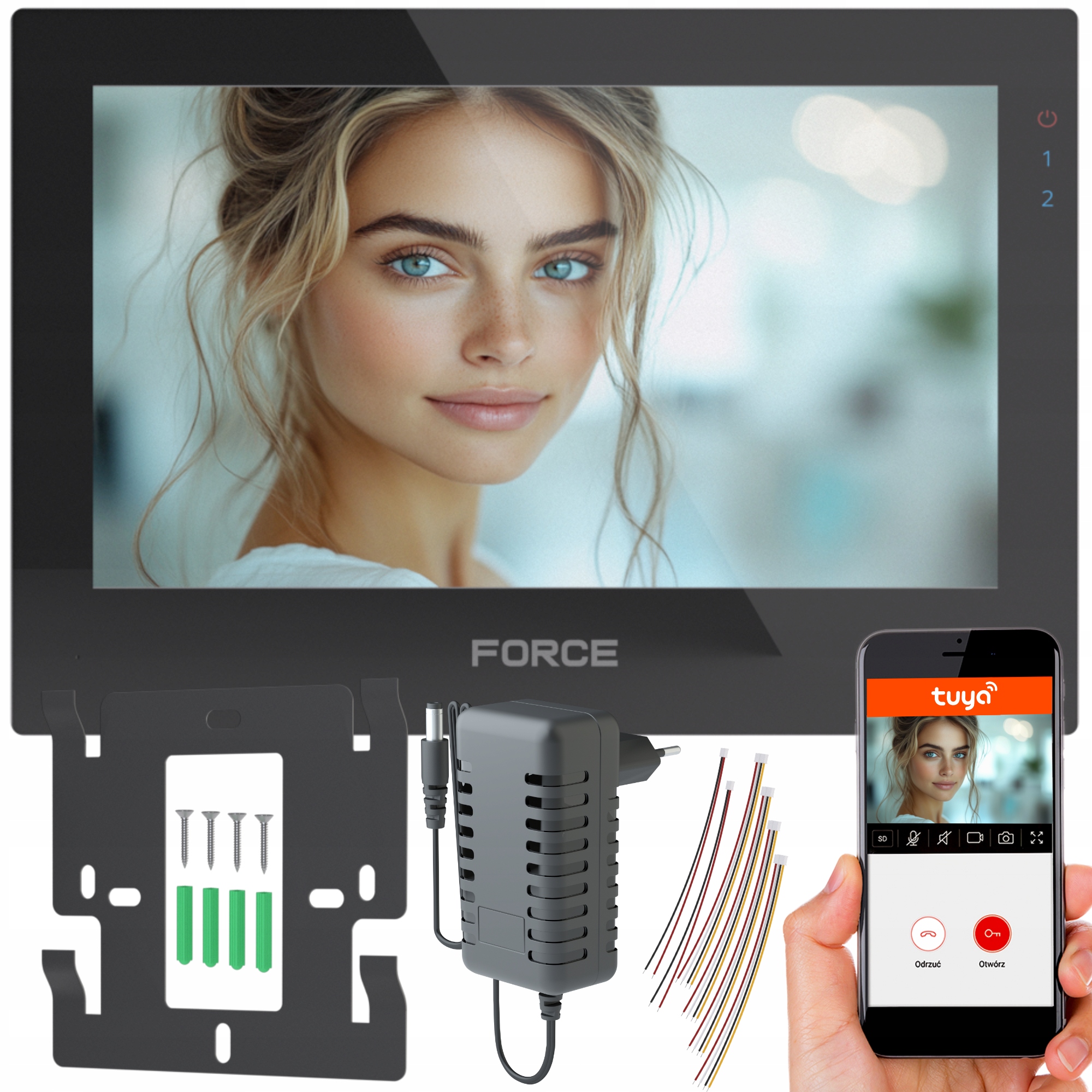 Force Dotykový monitor 7" 4 žilový černý WiFi tuya MT-7"B-T-4W