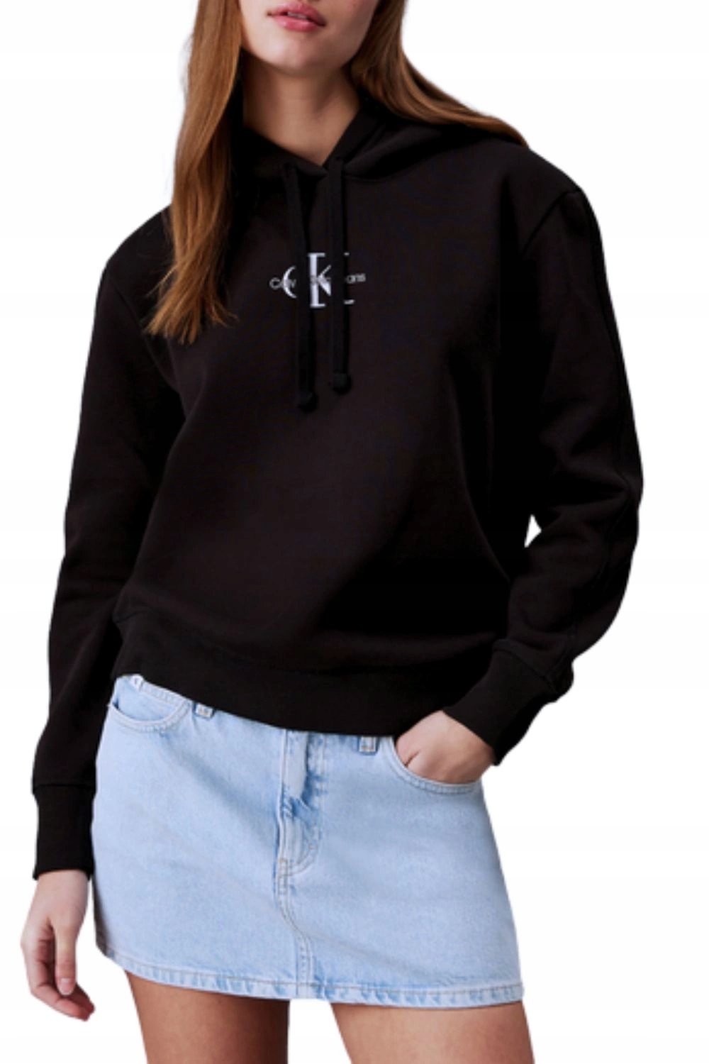 Dámská Mikina s kapucí Calvin Klein černá s výšivkou loga, pohodlná vel. S