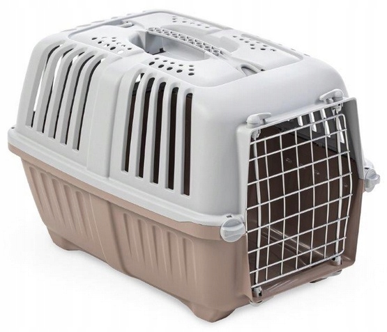 Levně Přepravka pro malá zvířata Yarro Pratiko kovové dveře růžovošedá