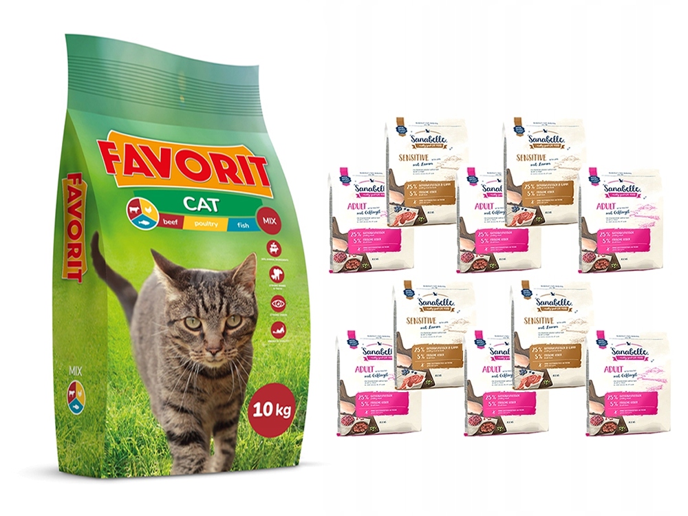 Favorit směs pro kočky 10 kg 10x 40 g