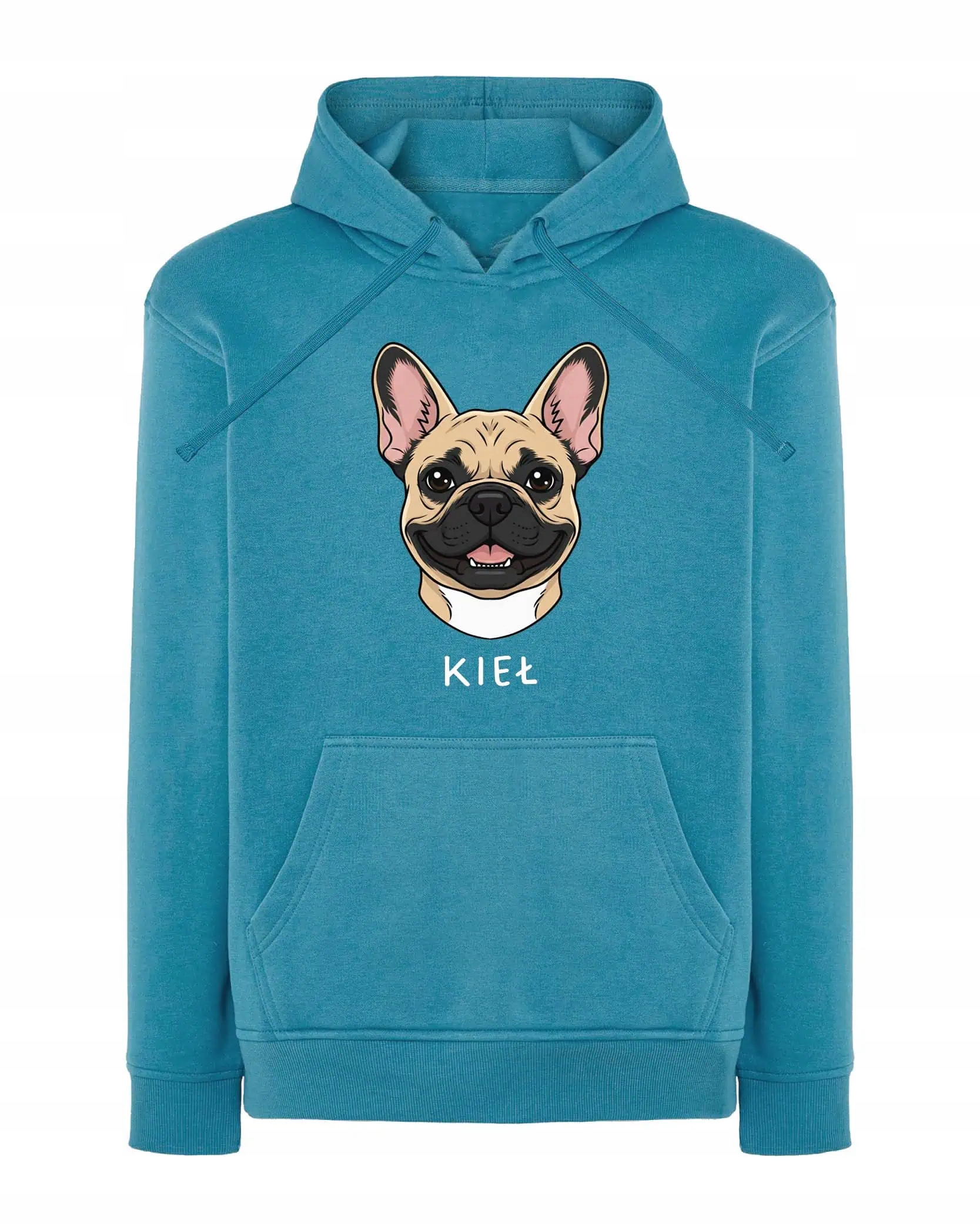 Mikina s kapucí Francouzský buldoček Personalizovaný pes Světle modrá M