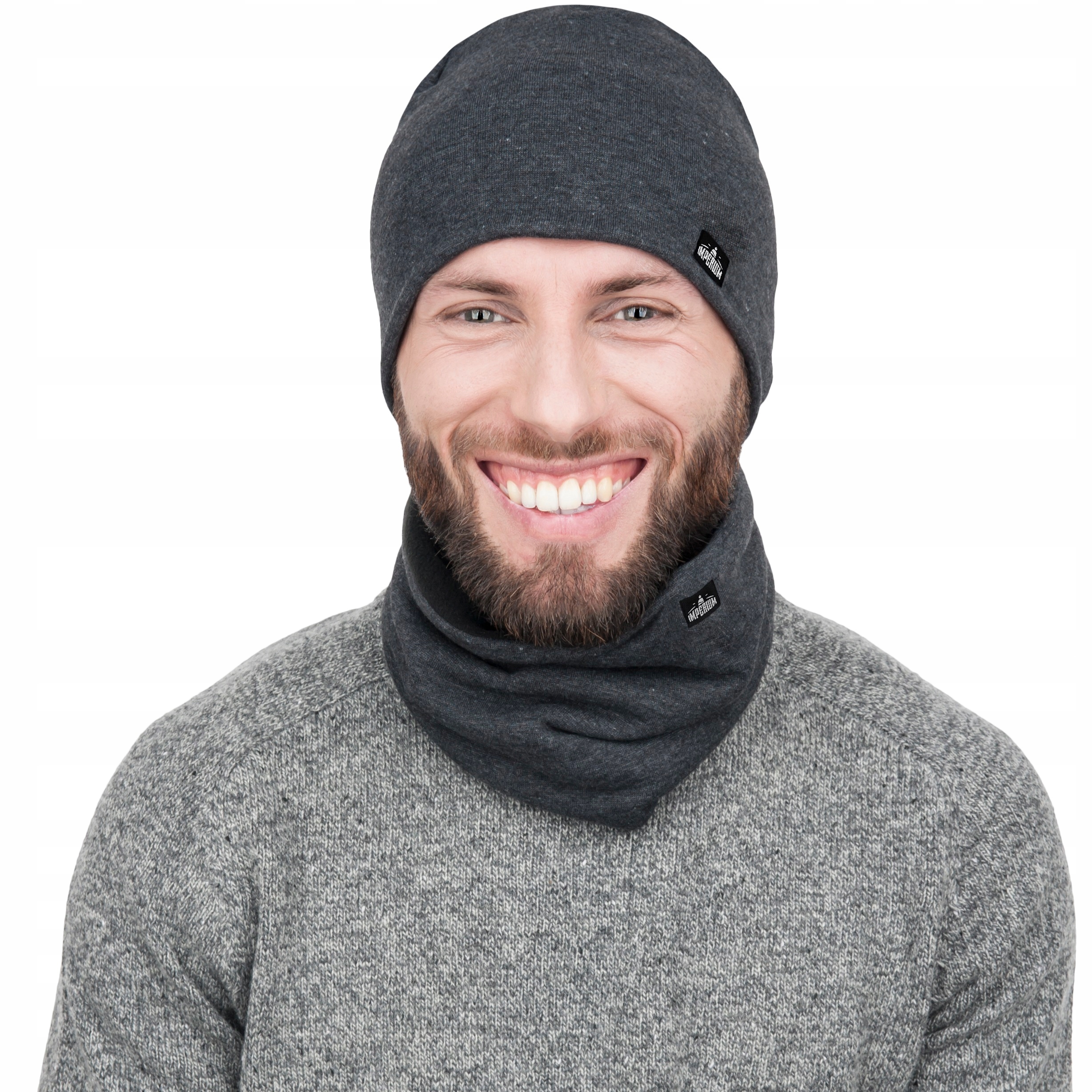 

Czapka Zimowa Męska Beanie zestaw z kominem