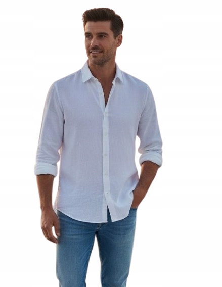 košile Abercrombie&Fitch XL 100% Len lněná bílá