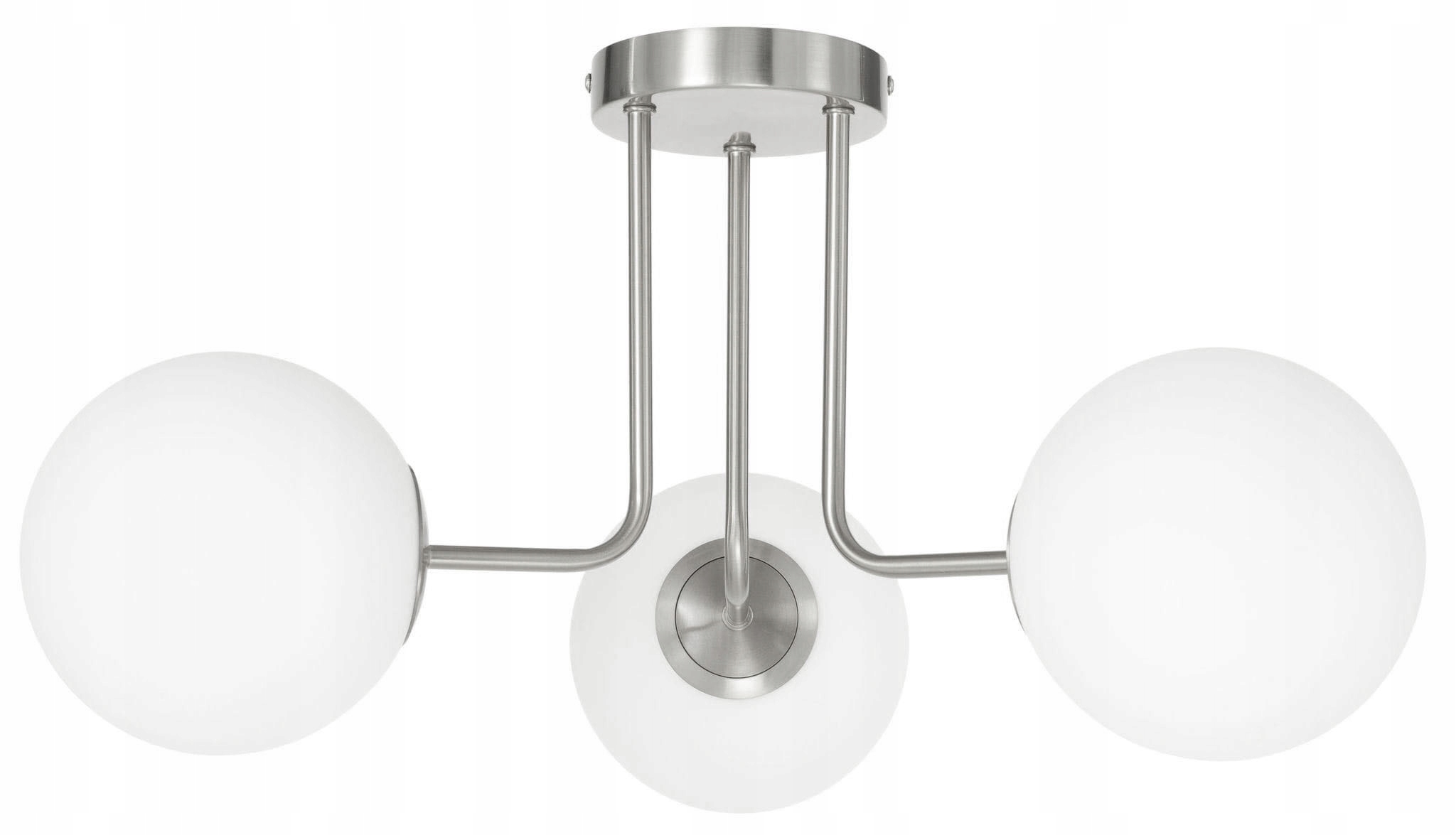 Lampa sufitowa chrom mat Milano żyrandol 3 klosze mleczne kule