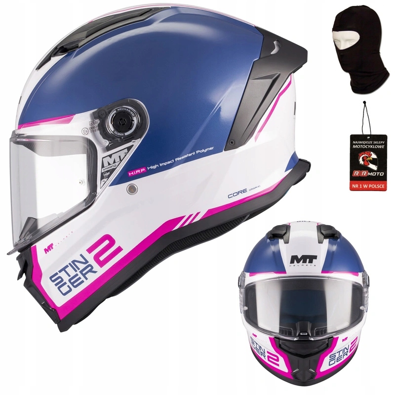 Motocyklová prilba Mt Stinger 2 Core White/blue biela modrá Darčeky