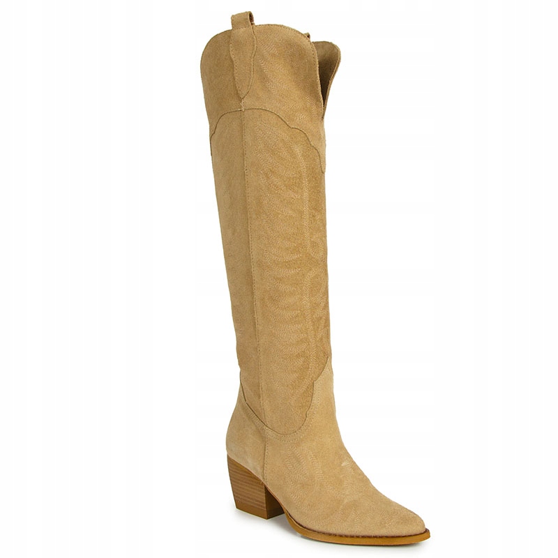 Carinii B9561 Kozačky Kovbojské Boty Semišová Kůže Hnědé 36