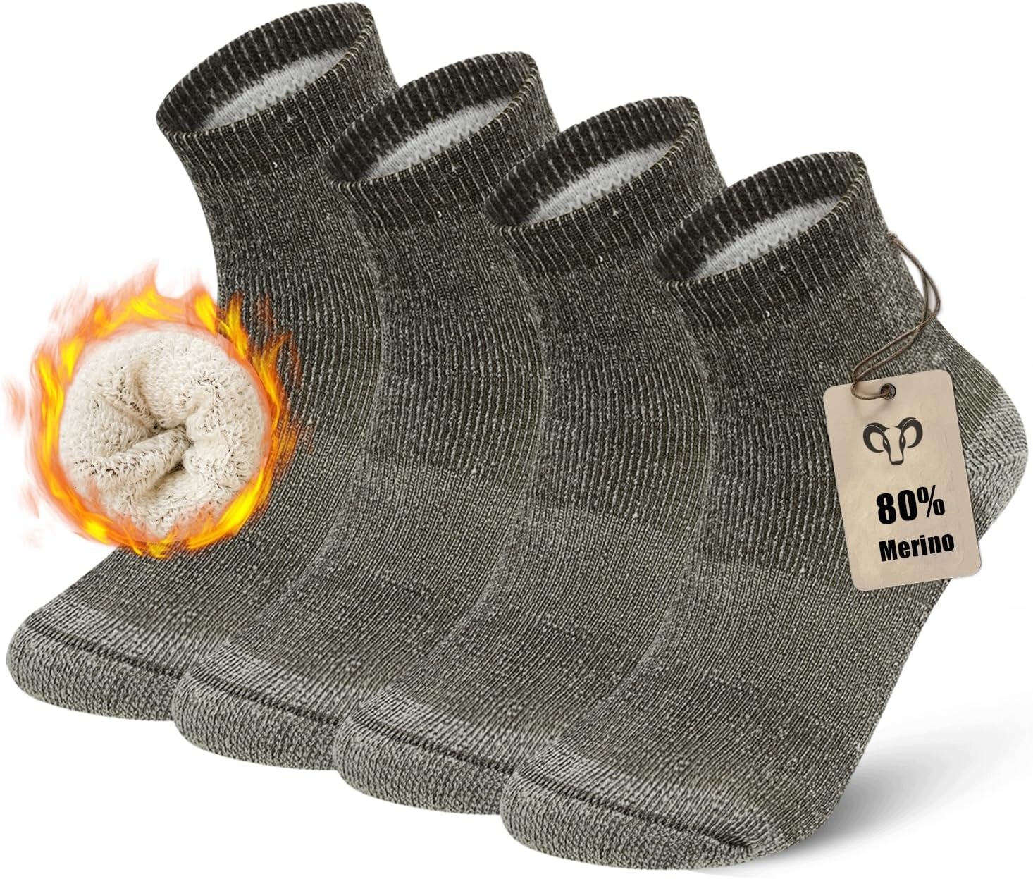 Skarpety męskie z wełny merino 80% Army Green rozmiar 41 trekking