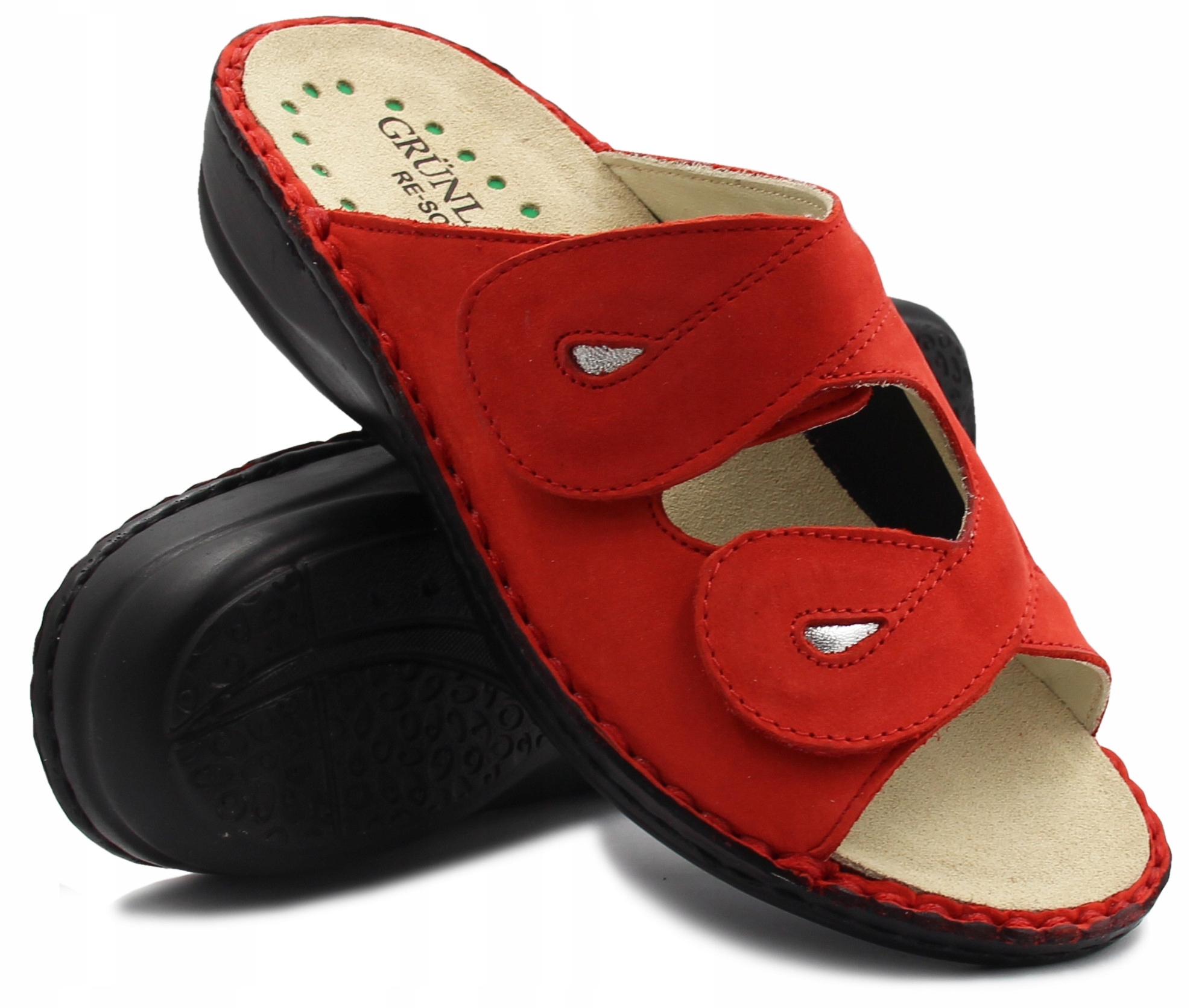 Pohodlné nazouváky na suchý zip červené grünland dara rosso 41