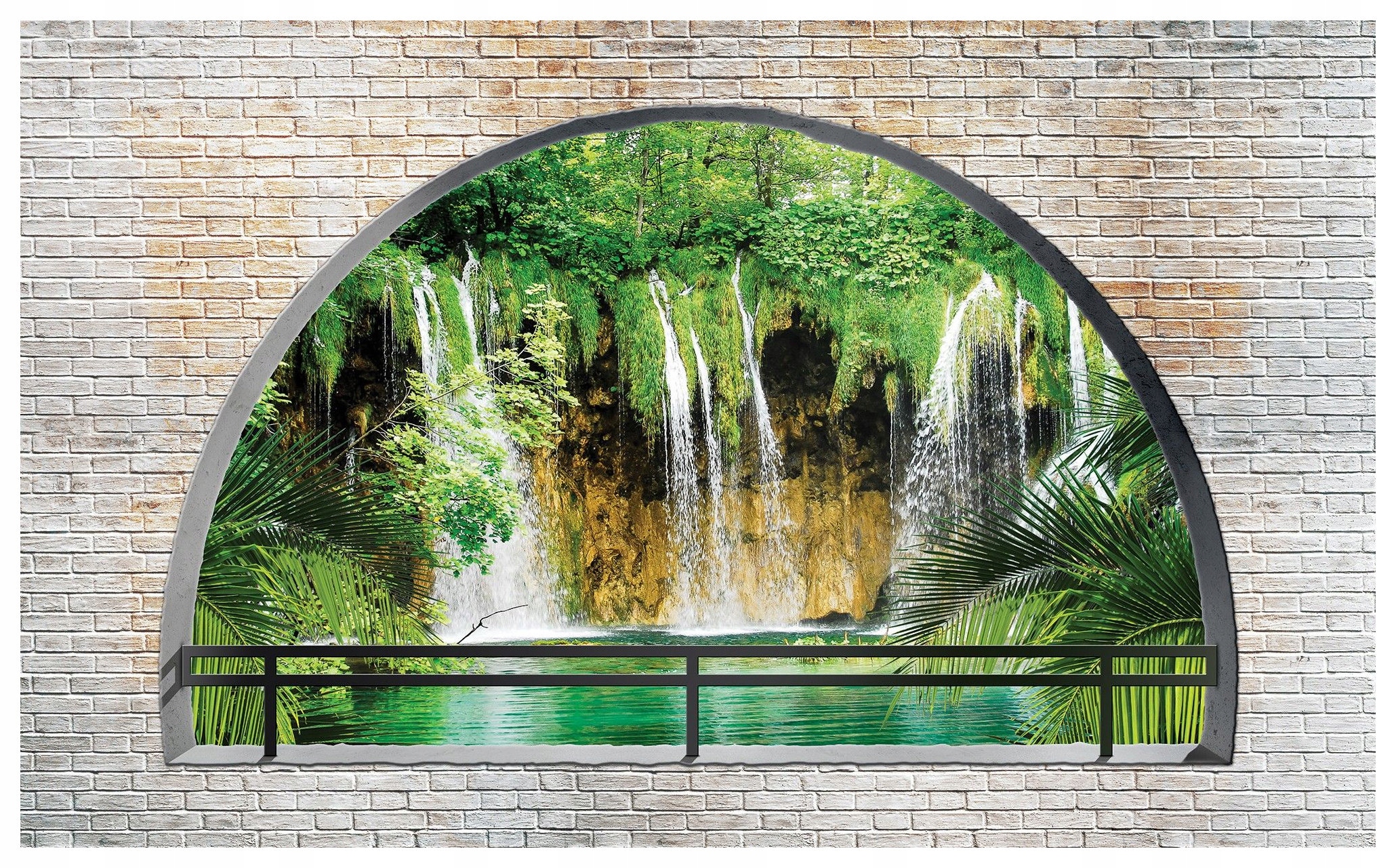 Fototapeta Balkon s archou a tropickým vodopádem vinylová 416x254 lepidlo