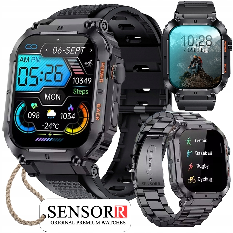 Výkonné Vojenské Pánské Hodinky Chytré Hodinky Hovory Sms Polské Menu Originál