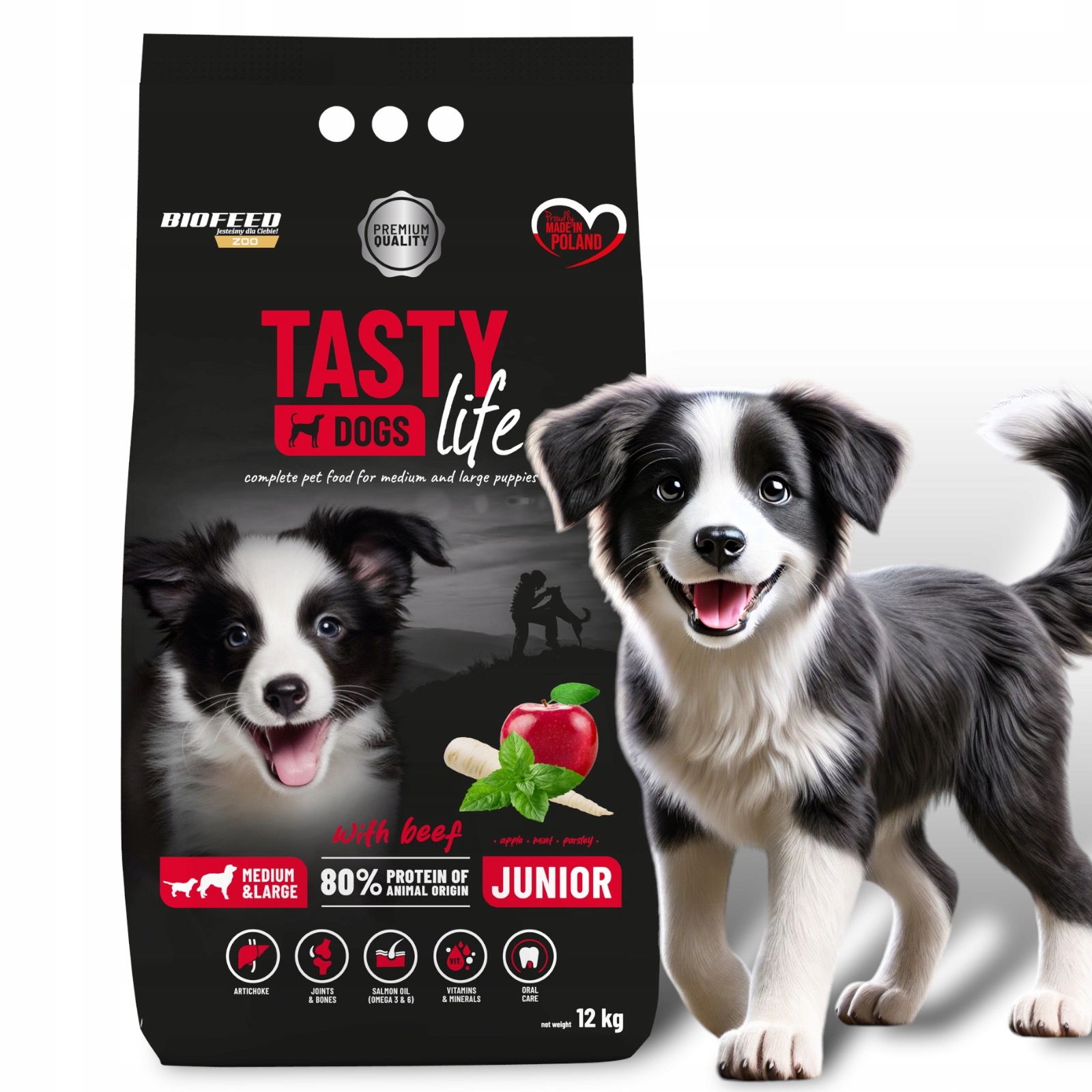 Biofeed Tasty Dogs Life Junior karma dla szczeniaków z wołowiną 12 kg