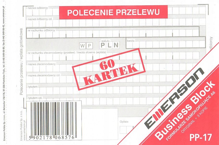 

Polecenie przelewu A6 1+3 Emerson PP-17