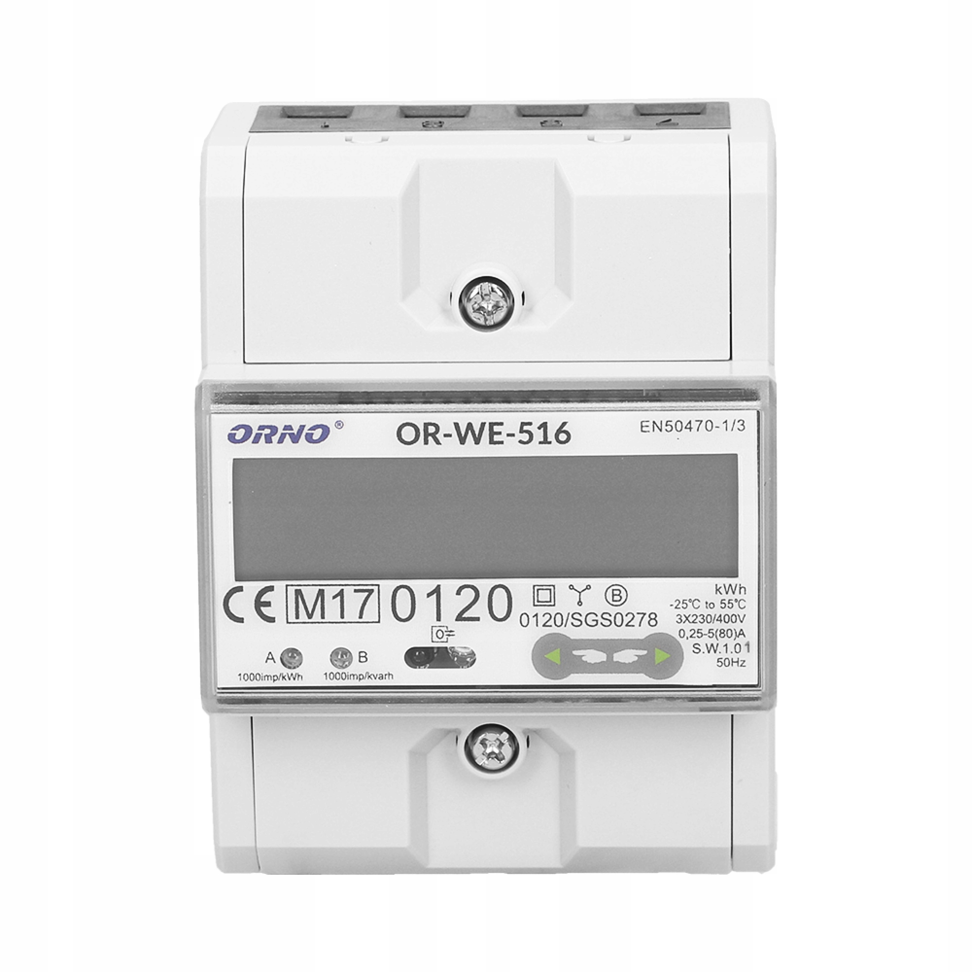 3-fázový elektromer energie 80A RS485, MID