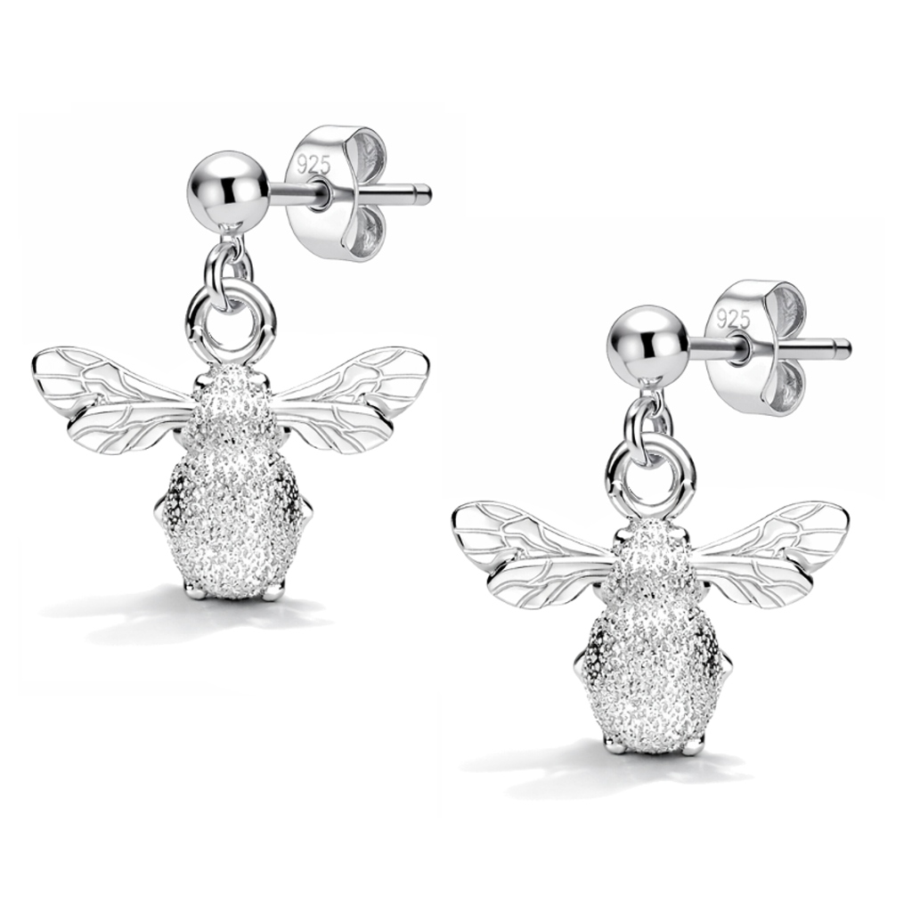 Pszczoła Trzmiel Stříbrné náušnice na tyčinkách stříbro 925