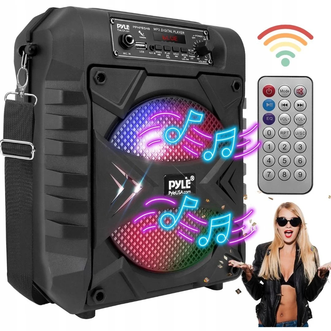 Přenosný Bluetooth Reproduktor Pyle 300 W (150 W Rms) Černý – Usb, Aux, Led