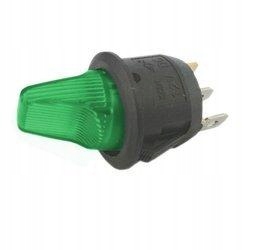 

Przełącznik hebel zielony On-off 6A/250V podśw 12V
