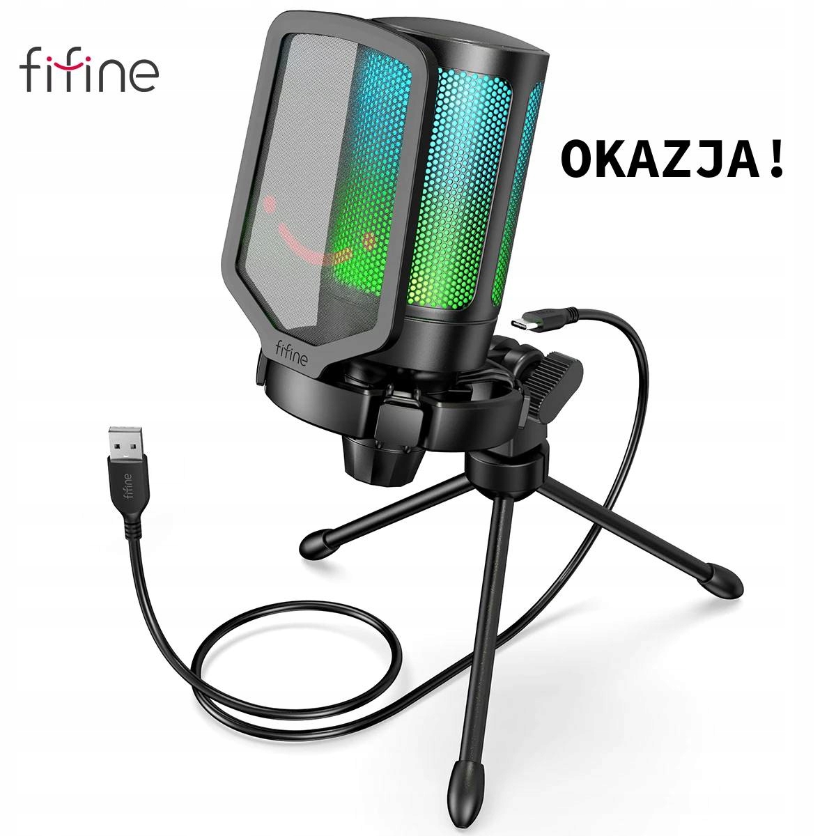 

Fifine ampligame mikrofon Usb do laptopa komputera