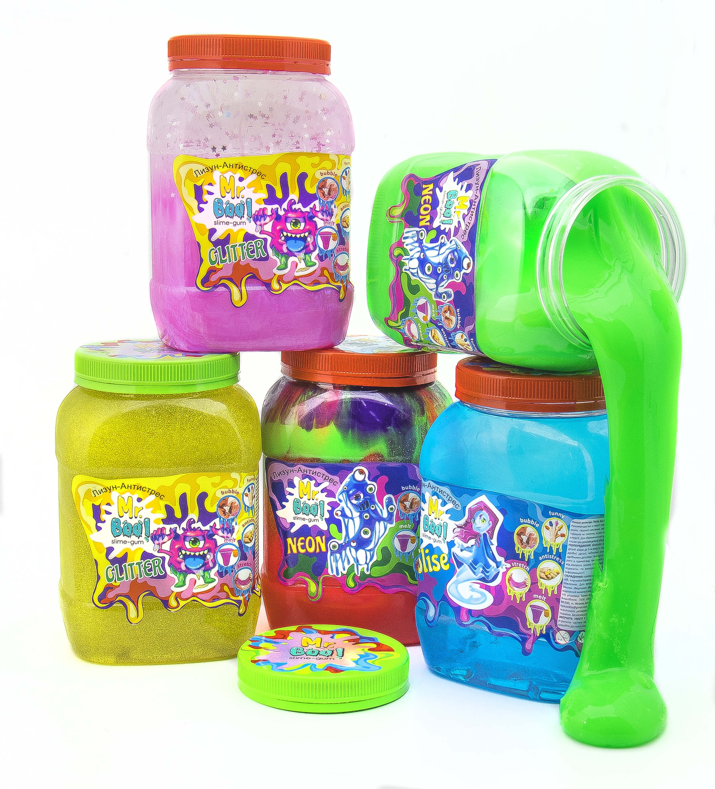 

Kolorowy brokatowy slime glutek w opakowaniu
