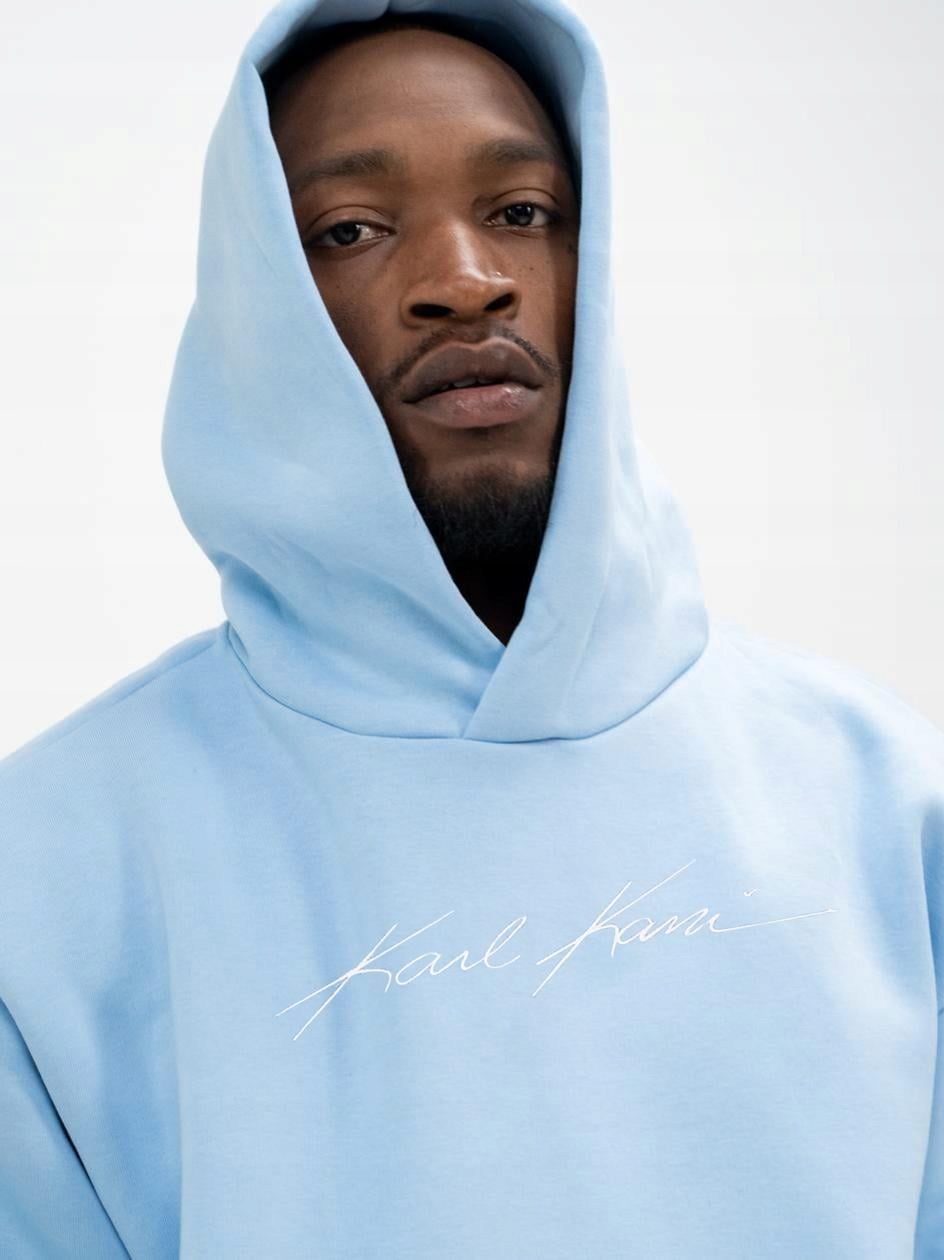 Mikina S Kapucí Oversize Pánská Modrá Karl Kani Silná Teplá Premium M