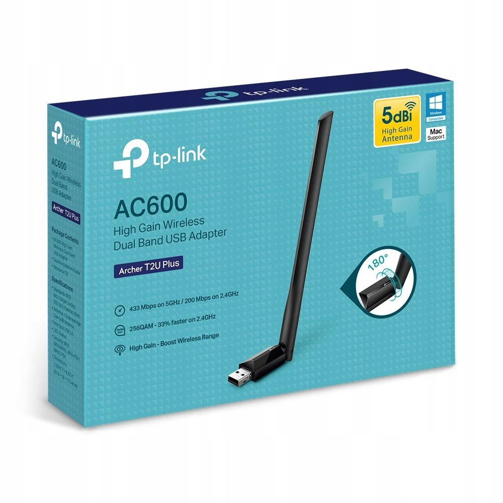 Karta sieciowa TP-Link Archer T2U Plus USB WiFi AC600