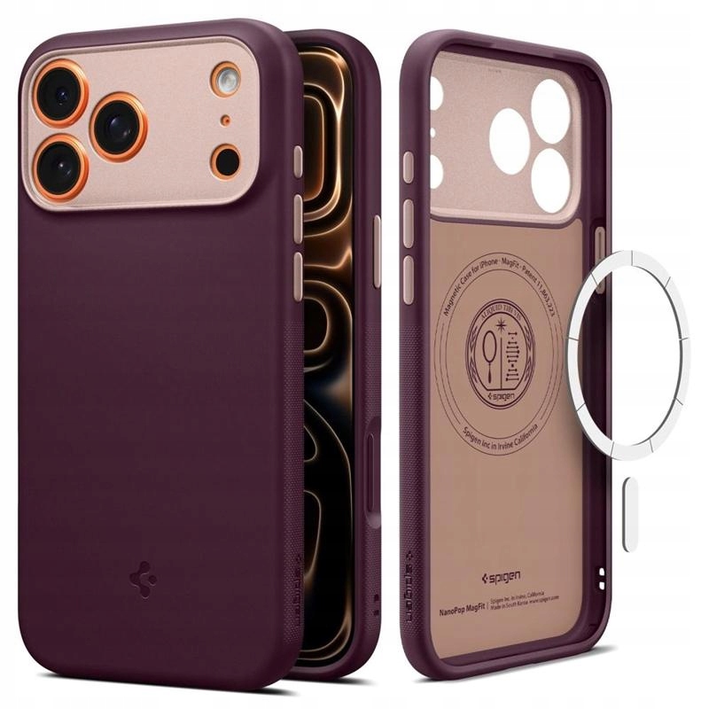 Etui Spigen do iPhone 17 Pro Magsafe Nano Pop Oryginalne Burgundowe