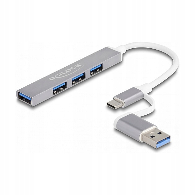 4-portowy slim hub Usb z Usb-c i Usb-a, 1x 5 Gbps