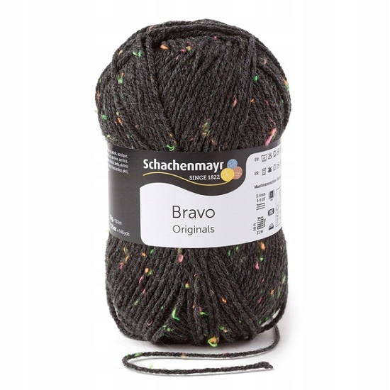 Włóczka Schachenmayr Bravo Tweed 8329 Grafitowy z Kolorowymi Akcentami
