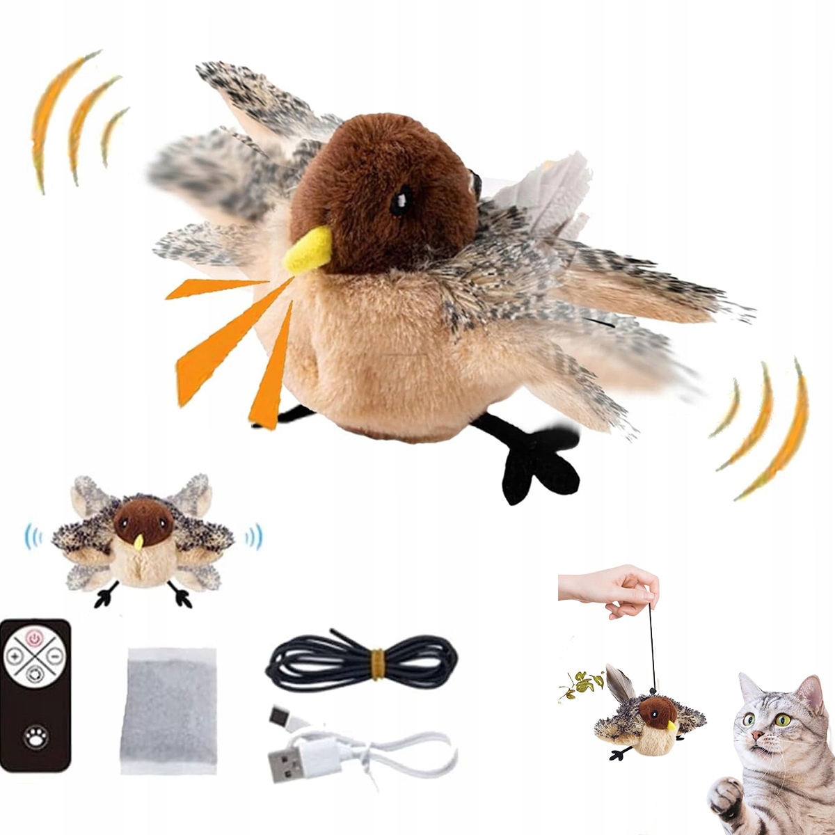 Levně Cvrčící ptáci Interaktivní Hračka pro kočky Vrabci