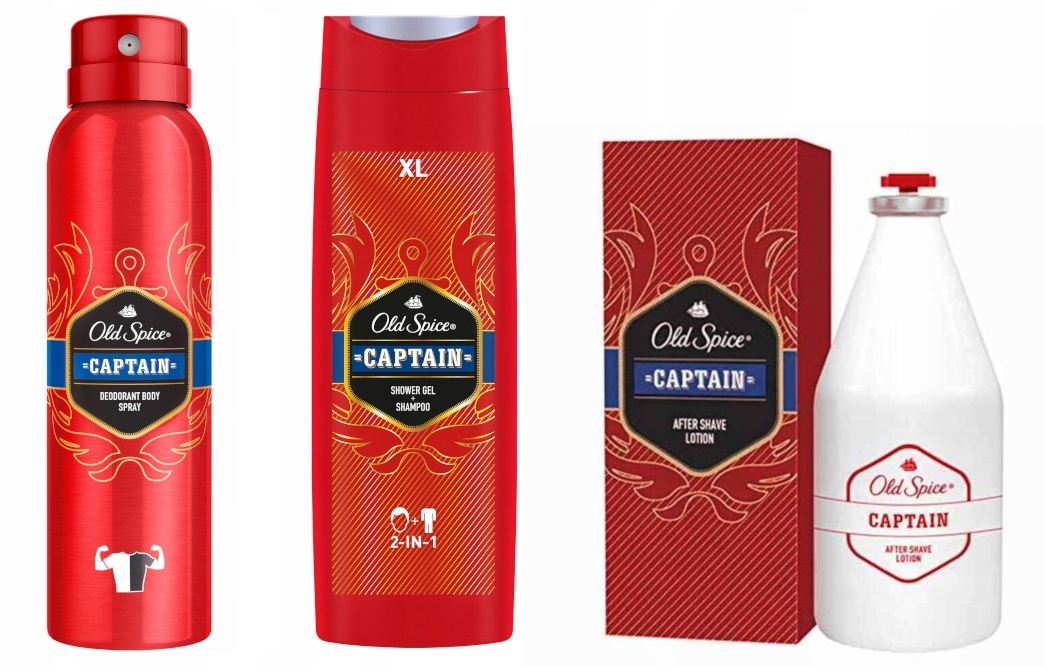 OLD SPICE CAPTAIN ZESTAW A/S 100ml + SPRAY 150ml + ŻEL 400ml